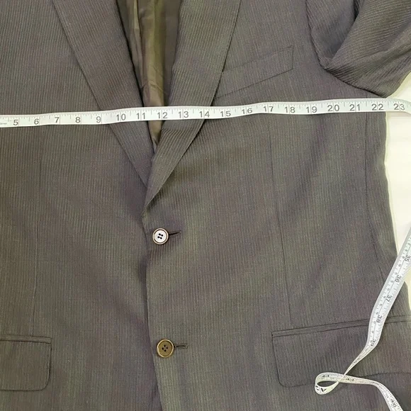 CANALI Made in Italy Brown/Blue/White Pinstripe 100% Wool 2-Button Blazer SZ 44L